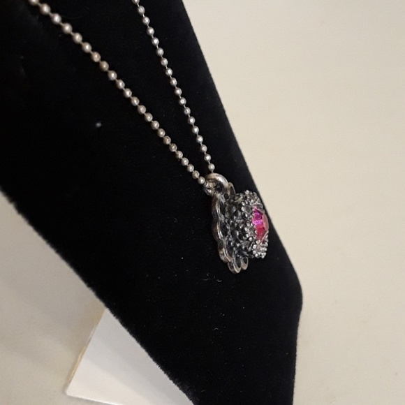 Antique gold ♡ pink crystal pendant - Picture 2 of 6